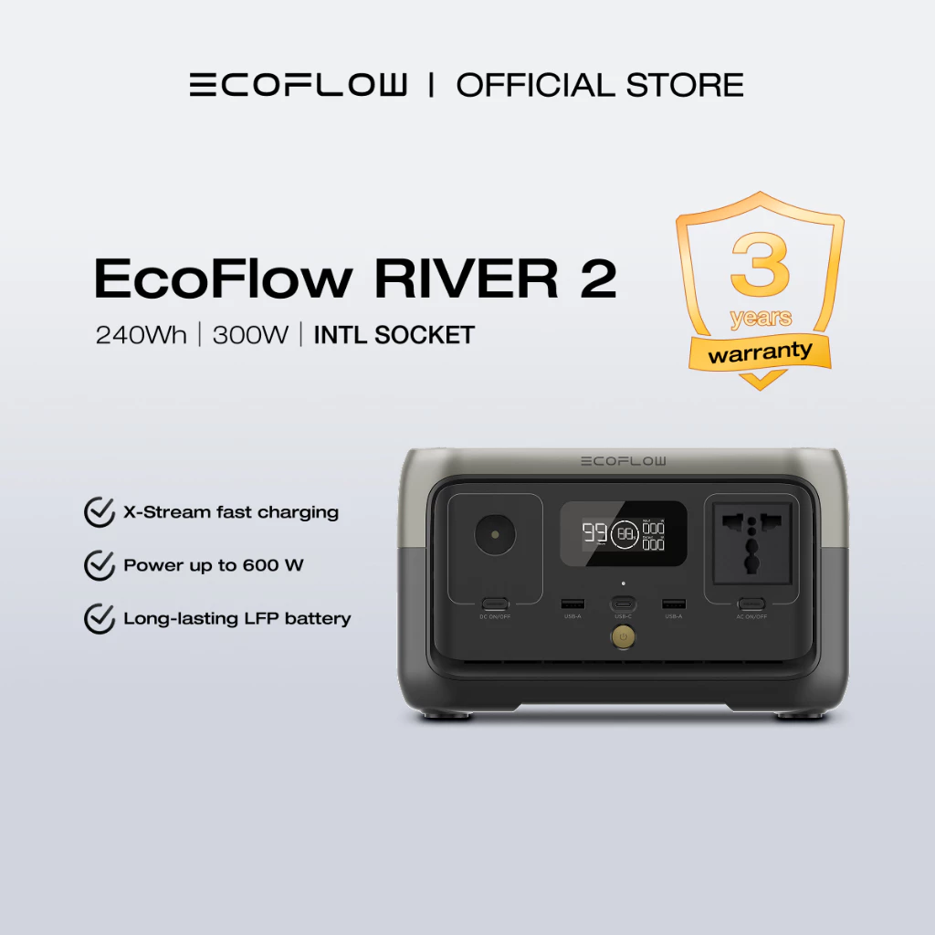EcoFlow 240 Wh RIVER 2 Portable Power Station 220V Solar Generator with Solar Panel LiFeP04